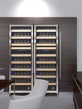 Vinotemp Connoisseur Series 168-Bottle Dual Zone Wine Cooler with stainless steel trim, digital controls, and bulk storage for Champagne & Magnums