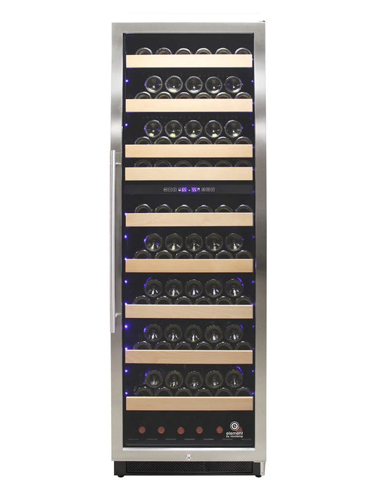 Vinotemp Connoisseur Series 168-Bottle Dual Zone Wine Cooler with stainless steel trim, digital controls, and bulk storage for Champagne & Magnums