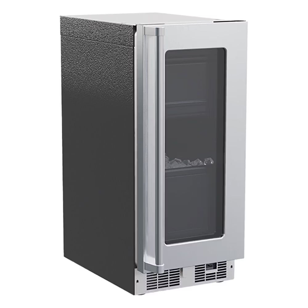 Marvel 15'' Clear Ice Machine, Pump Stainless Steel Glass Reversible Door