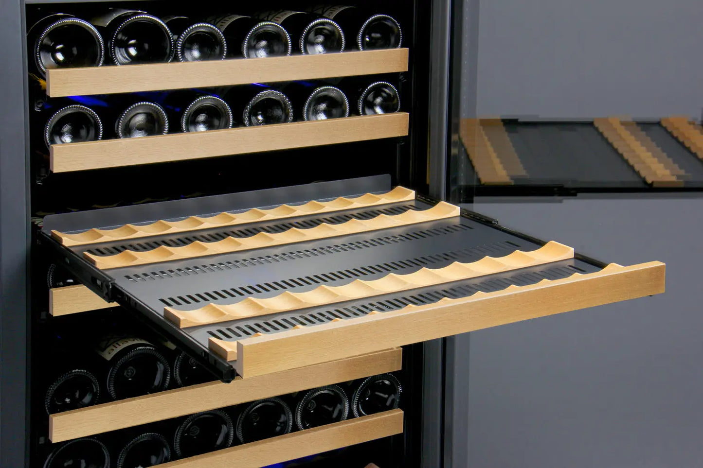 Allavino FlexCount Series 344 Bottle Four Zone Tall Side-by-Side Wine Refrigerators with Black Doors