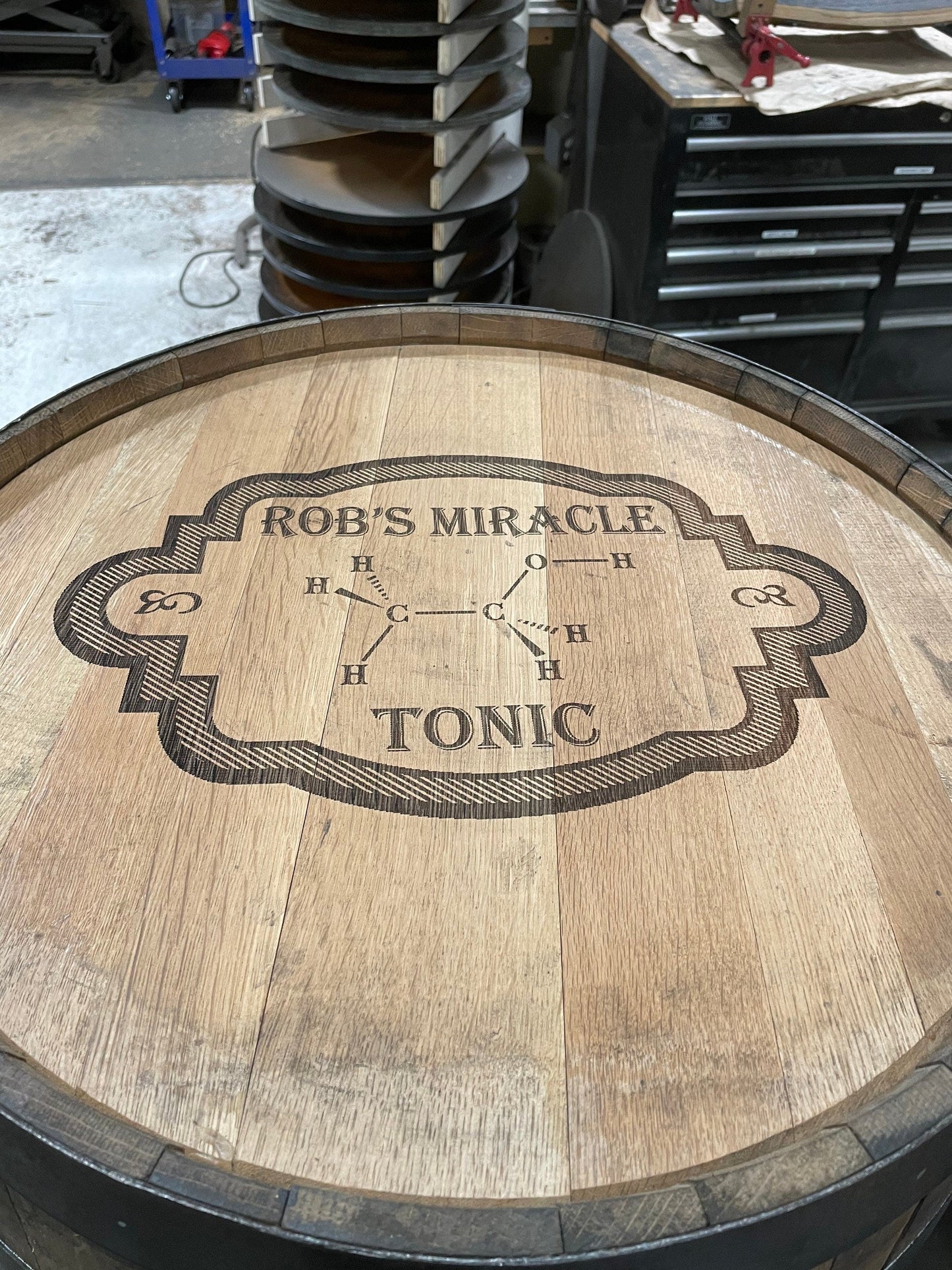 Whiskey Barrel Pool Cue & Billiards Cabinet
