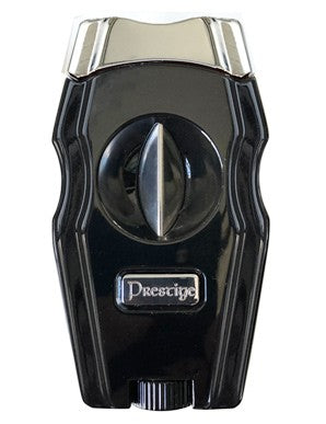 Prestige Import Group Metal Body Combination V-Cut w/ Built-in Punch Cigar Cutter (Jet Black Gloss)