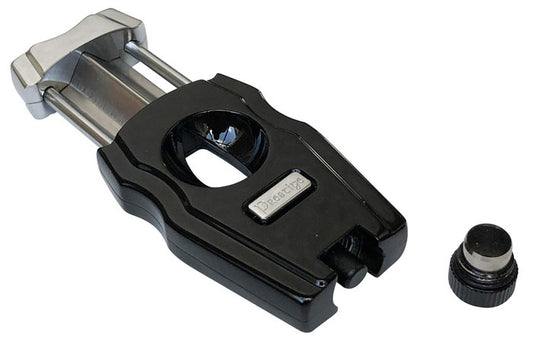 Prestige Import Group Metal Body Combination V-Cut w/ Built-in Punch Cigar Cutter (Jet Black Gloss)