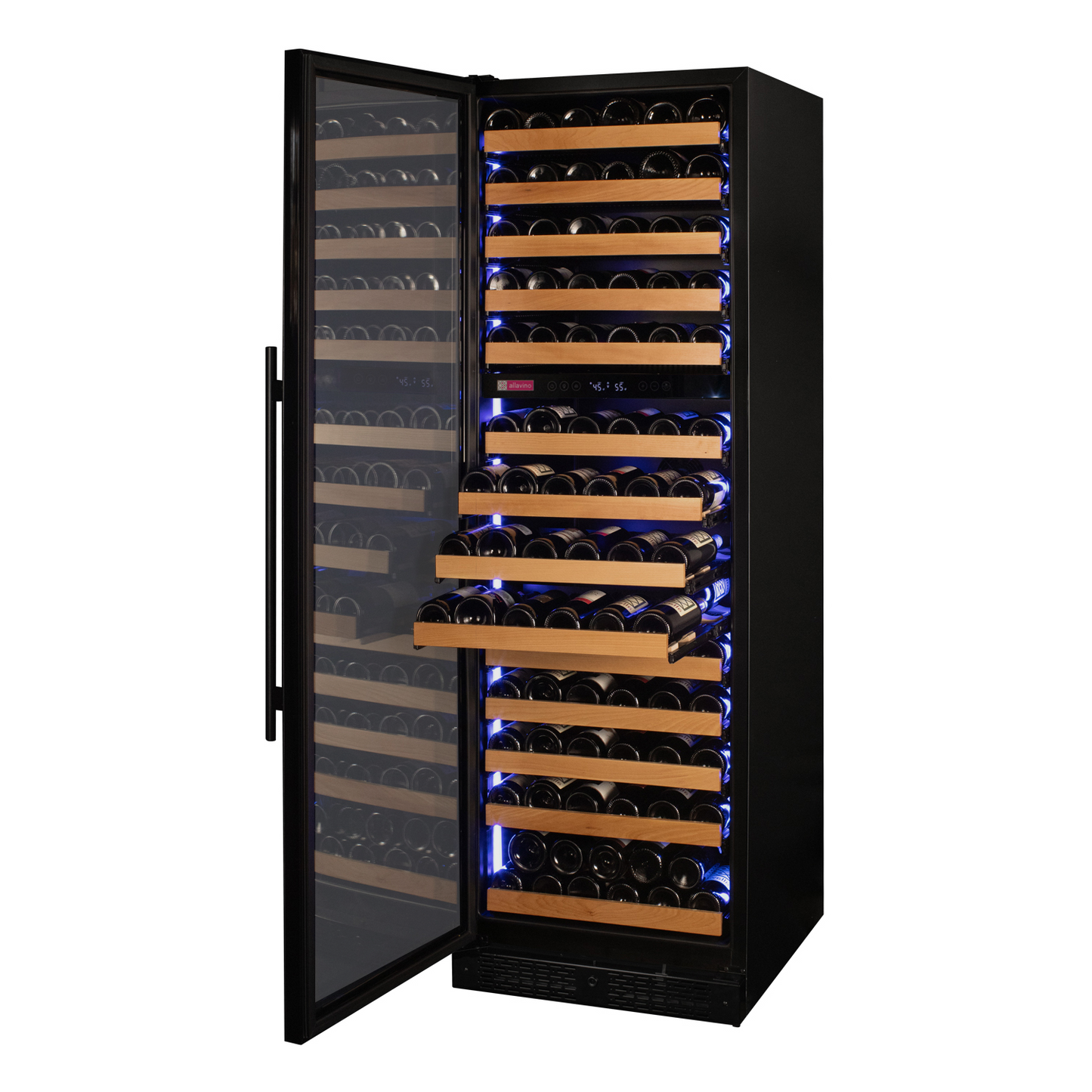 Allavino Reserva Series 154 Bottle 71" Tall Dual Zone Left Hinge Black Glass Door Wine Refrigerator