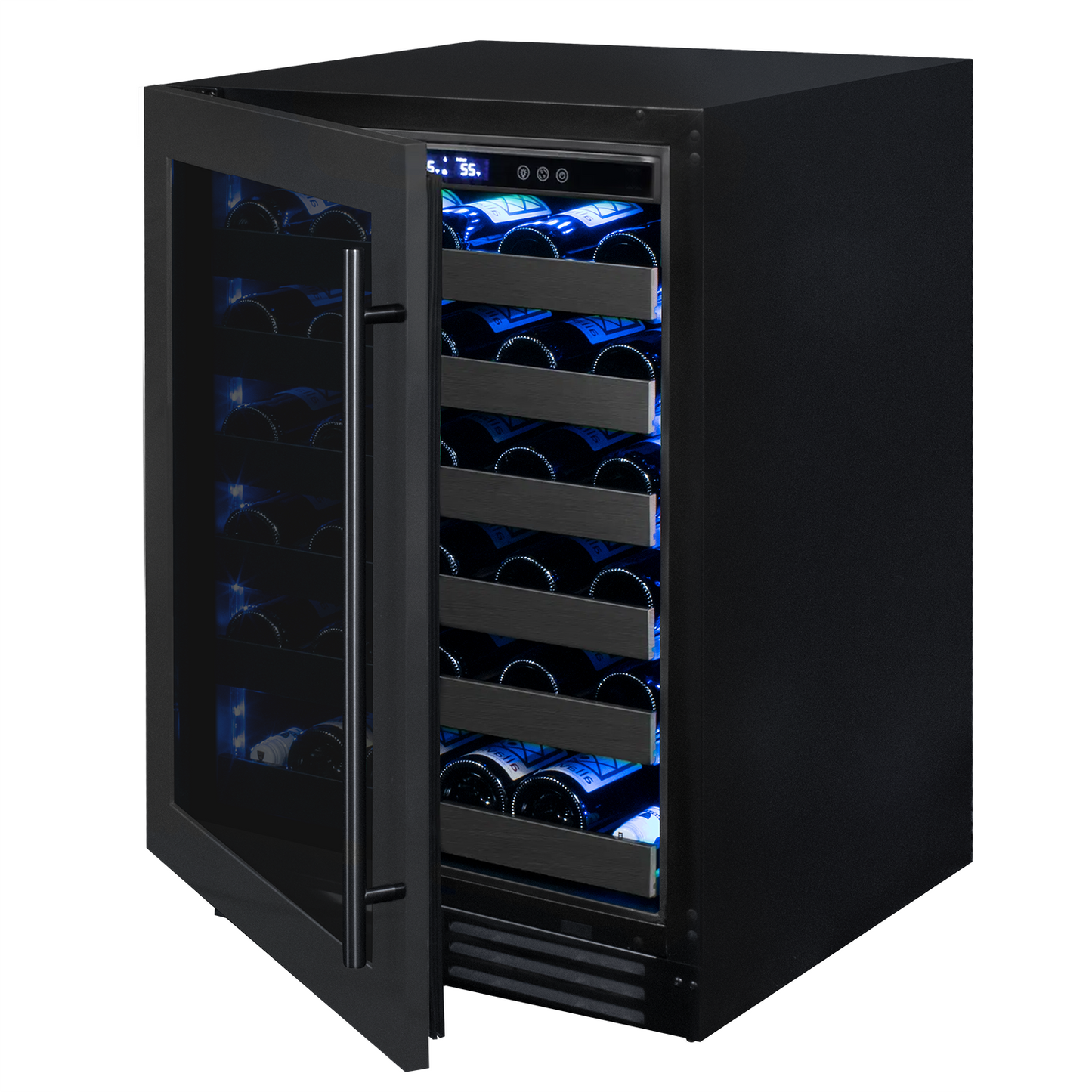 Allavino Reserva Series 50 Bottle 34" Tall Single Zone Left Hinge Black Stainless Steel Wine Cooler Refrigerator