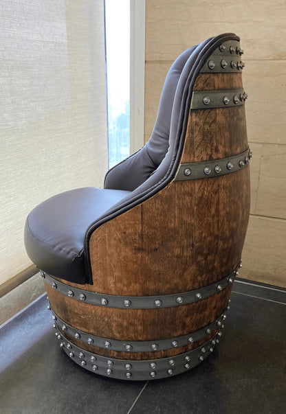 Luxury Whiskey & Wine Barrel Captain Chair with Hidden Safe (October Pre-Order)