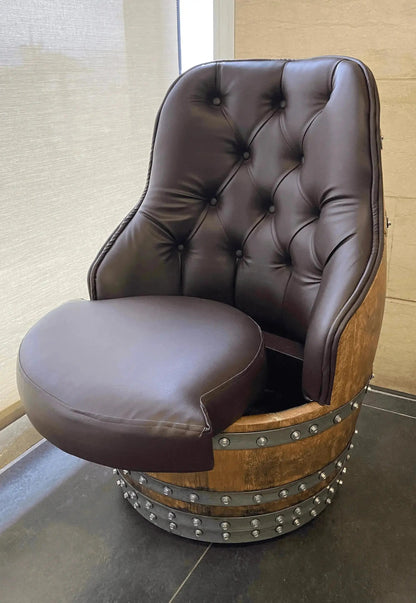 Luxury Whiskey & Wine Barrel Captain Chair with Hidden Safe (October Pre-Order)