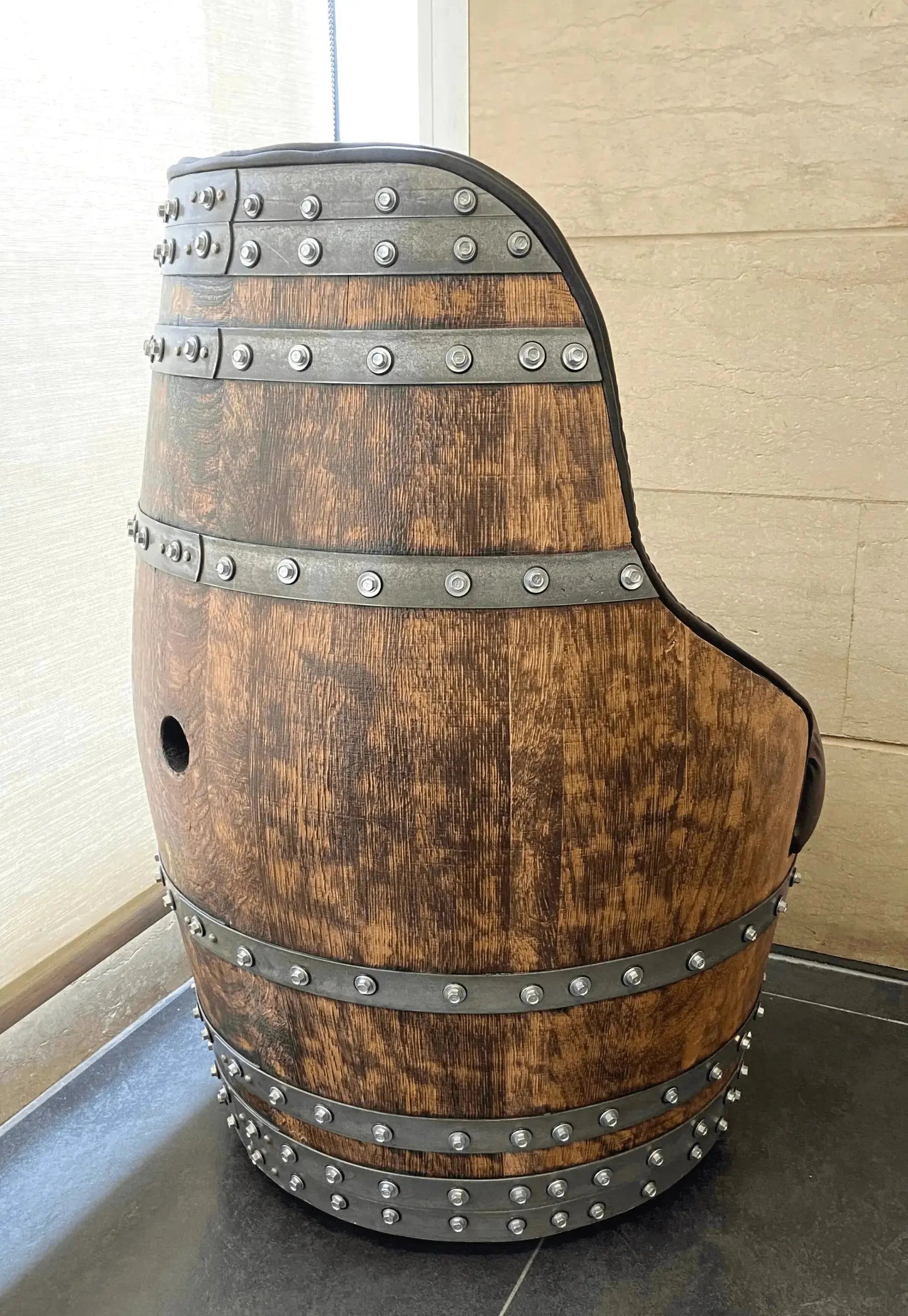 Luxury Whiskey & Wine Barrel Captain Chair with Hidden Safe (October Pre-Order)