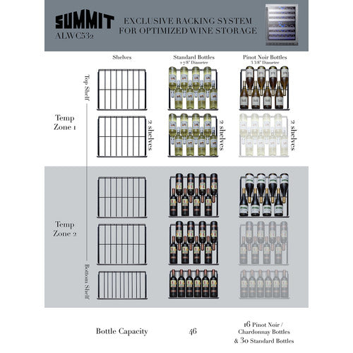 Summit Appliance 46 Bottle 24" Wide Built-In Wine Cellar, ADA Compliant