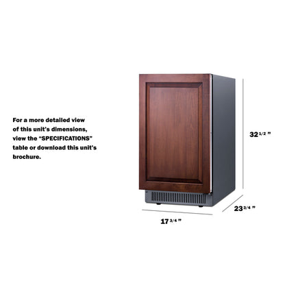 Summit Appliance 18" Wide Indoor Clear Icemaker, ADA Compliant (Panel Not Included)