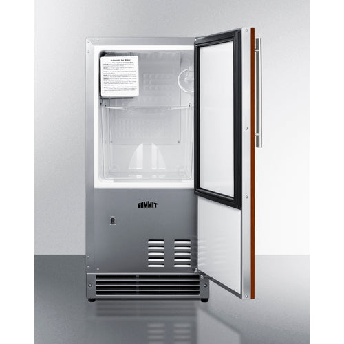 Summit Appliance 15" Wide 25 lb. Drain-Free Icemaker, ADA Compliant (Panel Not Included)