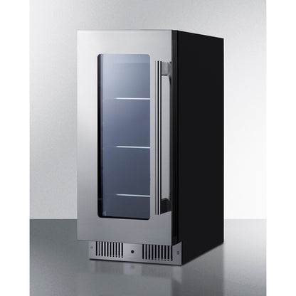 Summit Appliance 15 inch Wide Built-In Beverage Center With Seamless Stainless Steel Door Trim
