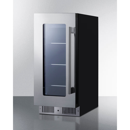 Summit Appliance 15 inch Wide Built-In Beverage Center With Seamless Stainless Steel Door Trim