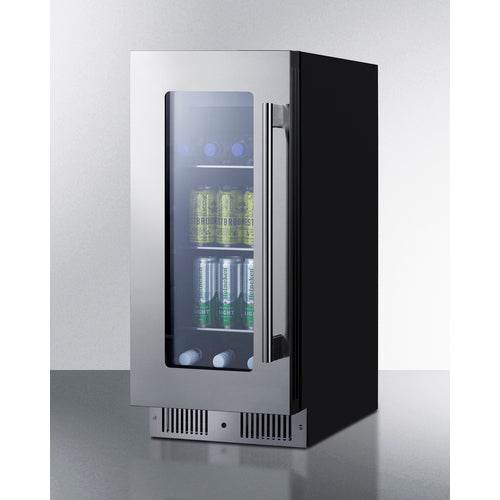 Summit Appliance 15 inch Wide Built-In Beverage Center With Seamless Stainless Steel Door Trim