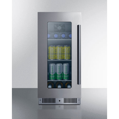 Summit Appliance 15 inch Wide Built-In Beverage Center With Seamless Stainless Steel Door Trim
