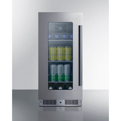 Summit Appliance 15 inch Wide Built-In Beverage Center With Seamless Stainless Steel Door Trim