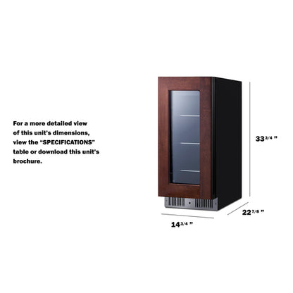 Summit Appliance 15 inchh Wide Built-In Beverage Center (Panel Not Included)