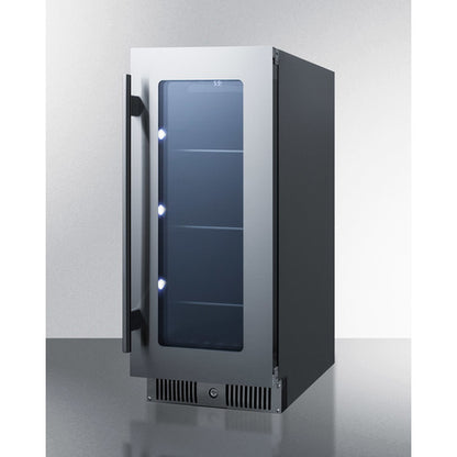 Summit Appliance 15 inch Wide Built-In Beverage Center With Seamless Stainless Steel Door Trim