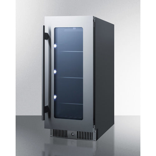 Summit Appliance 15 inch Wide Built-In Beverage Center With Seamless Stainless Steel Door Trim