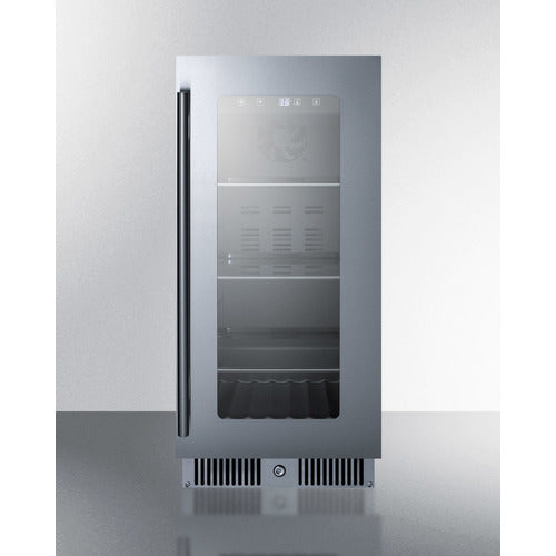 Summit Appliance 15 inch Wide Built-In Beverage Center With Seamless Stainless Steel Door Trim