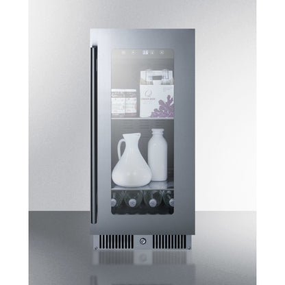 Summit Appliance 15 inch Wide Built-In Beverage Center With Seamless Stainless Steel Door Trim