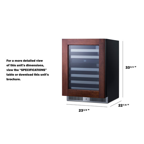 Summit Appliance 24 inch Wide Premium Dual Zone Undercounter Wine Cellar With Panel-Ready Glass Door