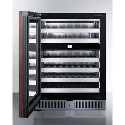 Summit Appliance 24 inch Wide Premium Dual Zone Undercounter Wine Cellar With Panel-Ready Glass Door