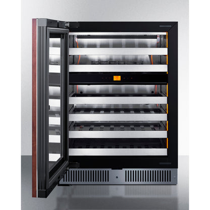 Summit Appliance 24 inch Wide Premium Dual Zone Undercounter Wine Cellar With Panel-Ready Glass Door