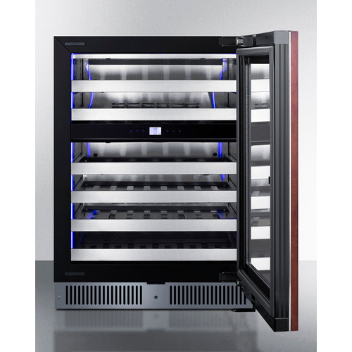 Summit Appliance 24 inch Wide Premium Dual Zone Undercounter Wine Cellar With Panel-Ready Glass Door