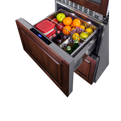 Summit Appliance 46 Bottle 24" Wide Combination Dual-Zone Wine Cellar and 2-Drawer All-Refrigerator (Panels Not Included)