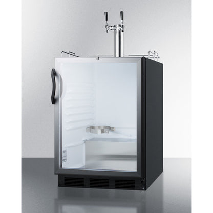 Summit Appliance 24 inch Built-In Glass Door Kegerator For Use Under ADA Compliant Counters With Dual Tap Kit For Two 1/6 Kegs