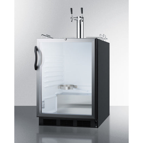 Summit Appliance 24 inch Built-In Glass Door Kegerator For Use Under ADA Compliant Counters With Dual Tap Kit For Two 1/6 Kegs