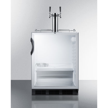 Summit Appliance 24 inch Built-In Glass Door Kegerator For Use Under ADA Compliant Counters With Dual Tap Kit For Two 1/6 Kegs