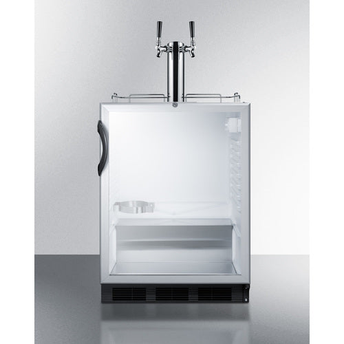 Summit Appliance 24 inch Built-In Glass Door Kegerator For Use Under ADA Compliant Counters With Dual Tap Kit For Two 1/6 Kegs