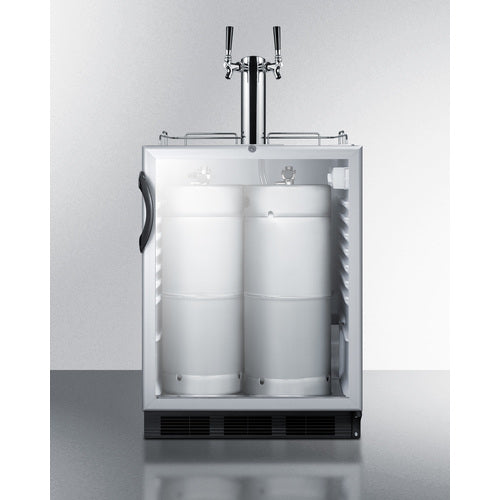 Summit Appliance 24 inch Built-In Glass Door Kegerator For Use Under ADA Compliant Counters With Dual Tap Kit For Two 1/6 Kegs
