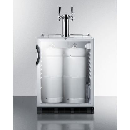 Summit Appliance 24 inch Built-In Glass Door Kegerator For Use Under ADA Compliant Counters With Dual Tap Kit For Two 1/6 Kegs