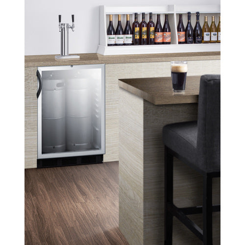 Summit Appliance 24 inch Built-In Glass Door Kegerator For Use Under ADA Compliant Counters With Dual Tap Kit For Two 1/6 Kegs