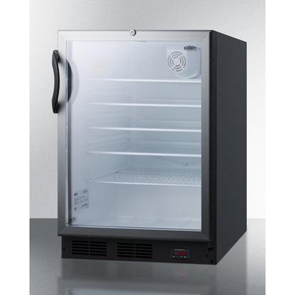 Summit Appliance 24 inch ADA Compliant Commercial Glass Door Craft Beer And Wine Refrigerator For Freestanding Use, With Digital Thermostat, Black Cabinet, And Lock
