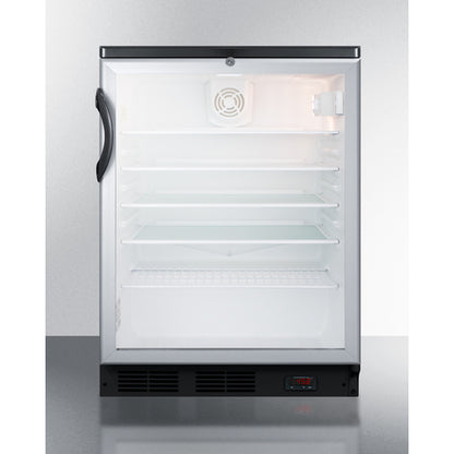Summit Appliance 24 inch Commercial Glass Door Built-In Craft Beer And Wine Refrigerator With Digital Thermostat, Black Cabinet, And Lock