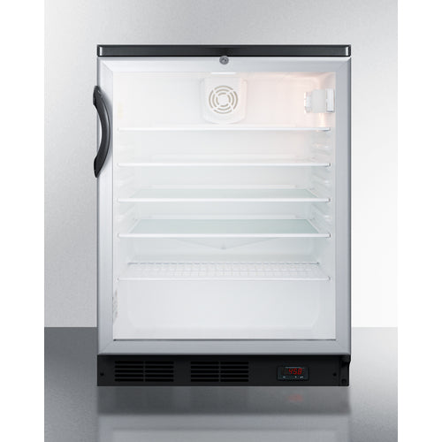 Summit Appliance 24 inch Commercial Glass Door Built-In Craft Beer And Wine Refrigerator With Digital Thermostat, Black Cabinet, And Lock