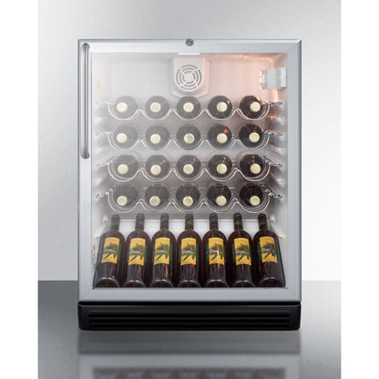 Summit Appliance Black Glass Reach-In ADA Wine Cellar with 36 Bottle Capacity - 5.5 Cu. Ft