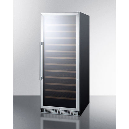 Summit Appliance 102 Bottle Single-Zone Wine Cellar 23" Wide With Glass Door, Digital Thermostat, And Black Cabinet