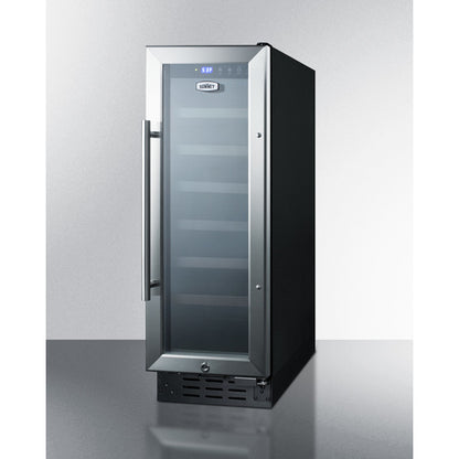 Summit Appliance 12 inch Wide Built-In Undercounter Wine Cellar With Digital Thermostat And LED Lighting