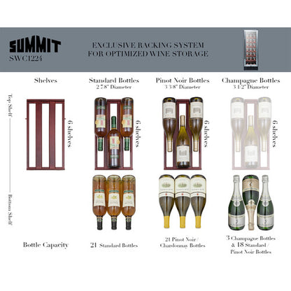 Summit Appliance 12 inch Wide Built-In Undercounter Wine Cellar With Digital Thermostat And LED Lighting