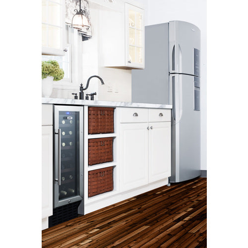 Summit Appliance 12 inch Wide Built-In Undercounter Wine Cellar With Digital Thermostat And LED Lighting