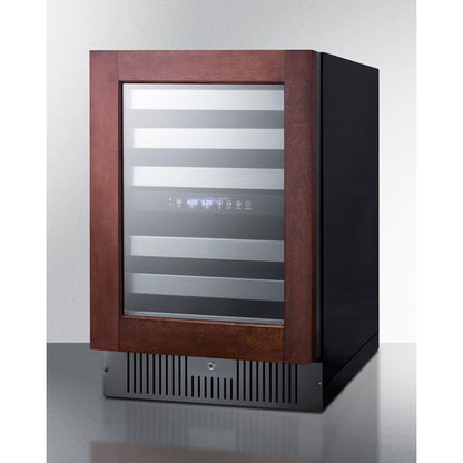 Summit Appliance 23 inch Dual Zone Built-In Wine Cellar With Panel-Ready Glass Door, Full Extension Shelves, Digital Thermostat, And Black Cabinet