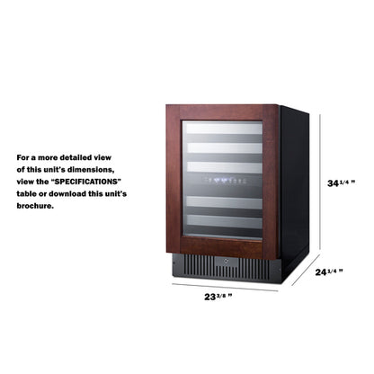 Summit Appliance 23 inch Dual Zone Built-In Wine Cellar With Panel-Ready Glass Door, Full Extension Shelves, Digital Thermostat, And Black Cabinet