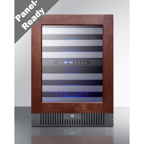 Summit Appliance 23 inch Dual Zone Built-In Wine Cellar With Panel-Ready Glass Door, Full Extension Shelves, Digital Thermostat, And Black Cabinet