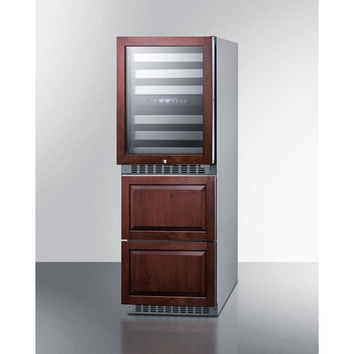 Summit Appliance 46 Bottle 24" Wide Combination Dual-Zone Wine Cellar and 2-Drawer All-Refrigerator (Panels Not Included)