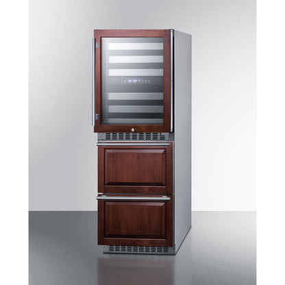 Summit Appliance 46 Bottle 24" Wide Combination Dual-Zone Wine Cellar and 2-Drawer All-Refrigerator (Panels Not Included)